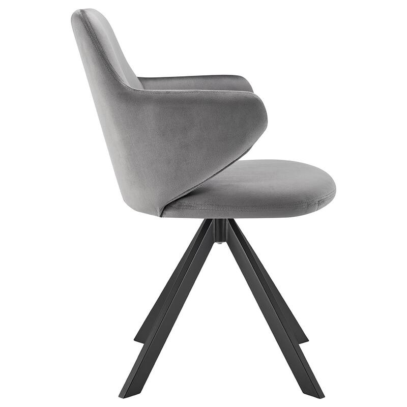 HomeRoots Gray And Black Upholstered Velvet Dining Arm Chair - 22.84' X '33.47' X '24.02