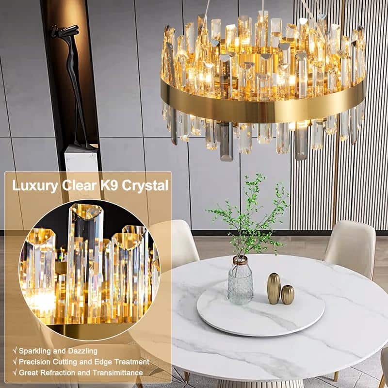 KAYLA Dimmable Round K9 Crystal Modern Chandeliers