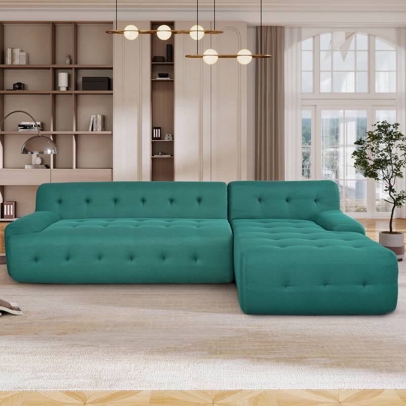 Sectional Sofa Minimalist Modular Couch, 3 Seat Modern Sofa Upholstered Deep Seat Couches Livingroom Lounge Couches - Green