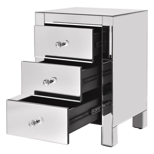 Shop Black Friday Deals On Costway Mirrored Nightstand 3 Drawer Modern Mirror End Table Storage Accent Cabinet Overstock 21010004