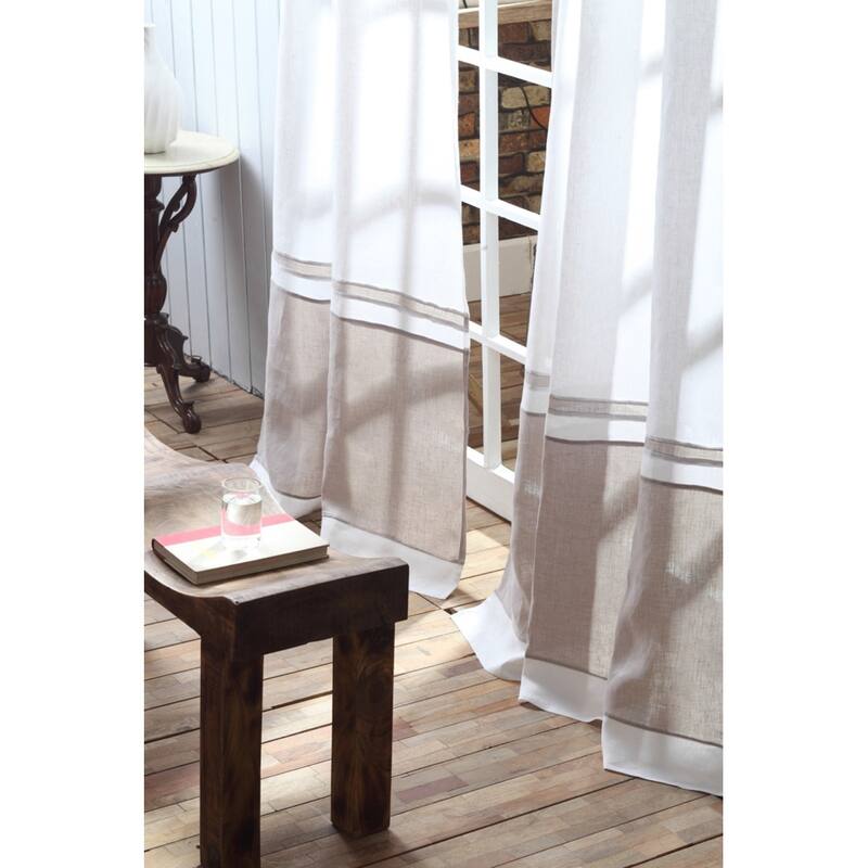 Orfeo Linen Curtain White/Grey, 108" - 84 Inches - Ivory