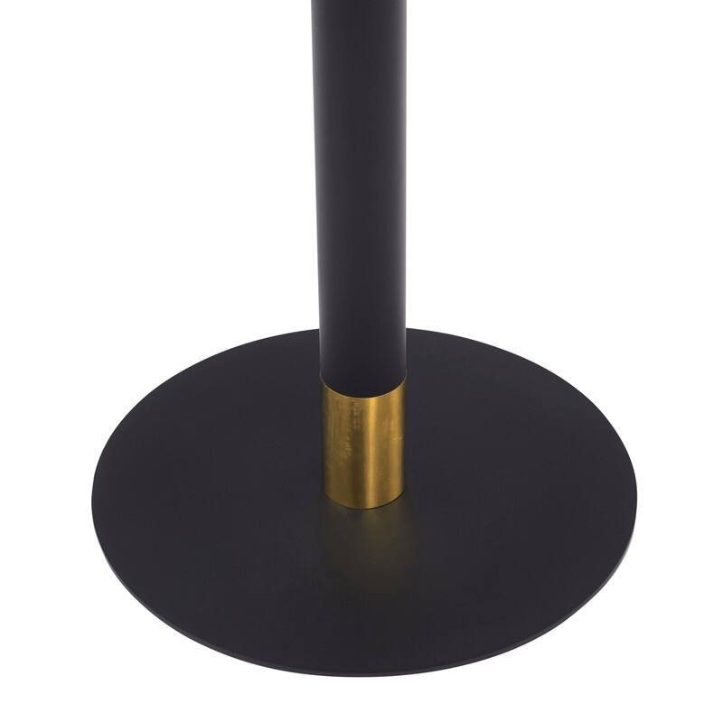 Vail Round Dining Table with 27 in. MDF Tabletop in Black Stainless Steel Round Pedestal Base with Gold Accent Kitchen Table