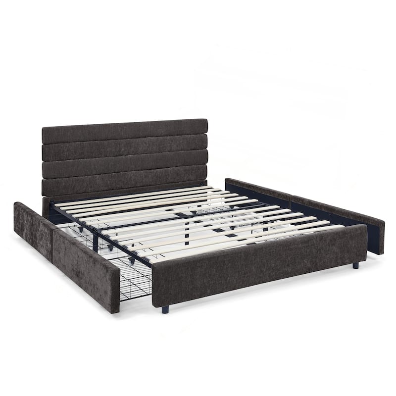 Comfortable Queen-Size Upholstered Bed with Practical Drawers