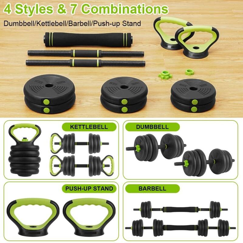 4 in 1 Adjustable Dumbbell Set, 44LBS Free Weight Set