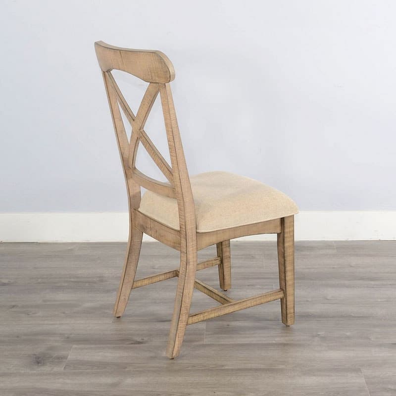 Beige/White Fabric Upholstered Wood Frame Dining Chair, Set of 2, Sturdy Dining Chair for Dining Rooms - 19.5