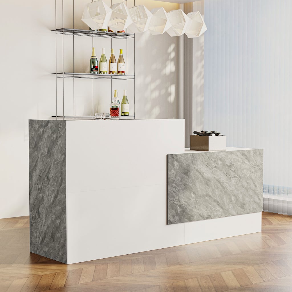 Reception Desk in White with Computer Surface and 4 Shelves