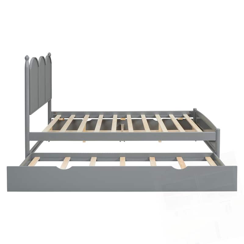 Queen Size Platform Bed With with 2 Big Drawers and Twin XL Size Trundle