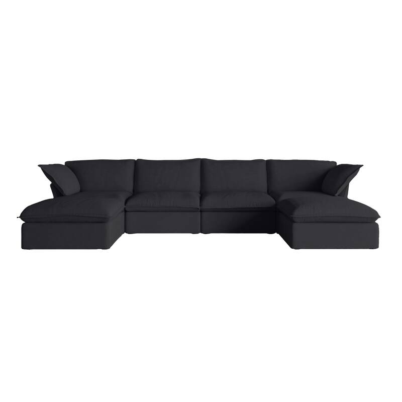 163" U-Shaped Convertible Modular Sectional Sofa, Down Filled Comfort Overstuffed Upholstered