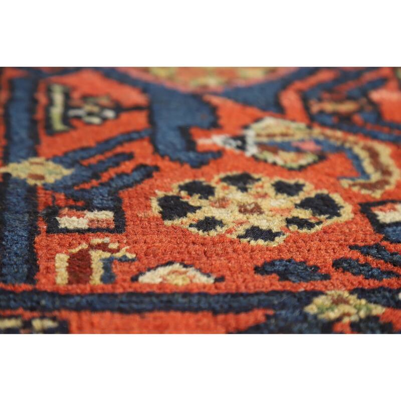 Hand Knotted Oriental 100% Wool Carpet Traditional Geometric Oranges & Rust Senneh Runner Rug - 15' 11'' X 5' 2''