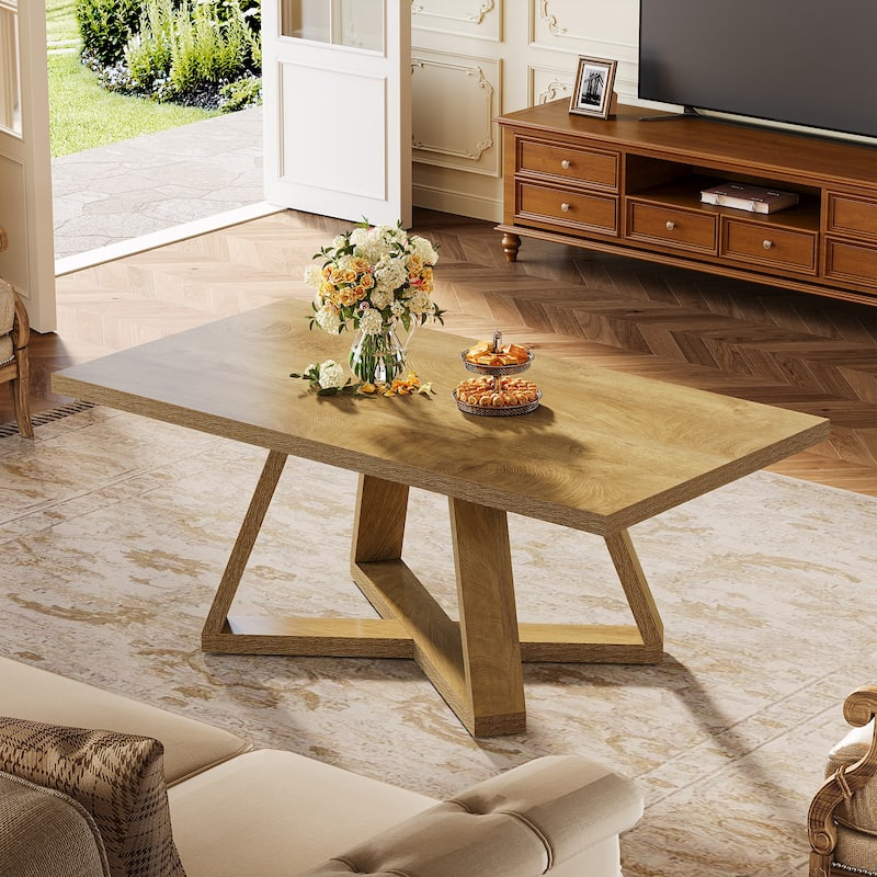 Rectangle Coffee Table, Living Room Bedroom Center Cocktail Tea Accent Table for Home Apartment - Brown