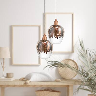 Viviana River of Goods Polished Brass Metal Hanging Pendant Light With Glass Shade - 8" x 8" x 12.625/60.625"