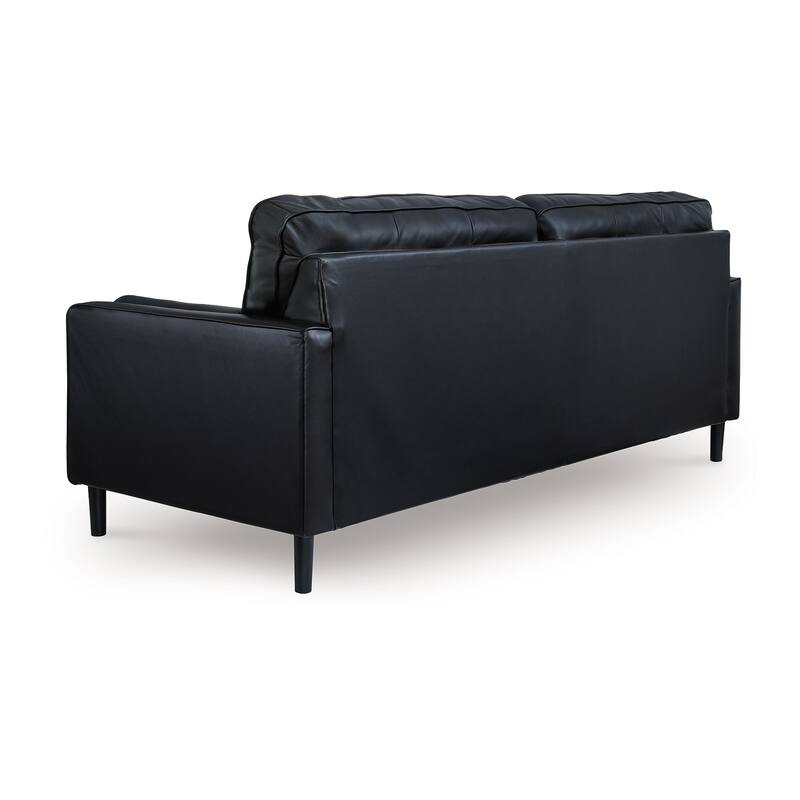 Bryc Sofa, 2 Bolster Pillows, 87 Inch Black Real and Faux Leather
