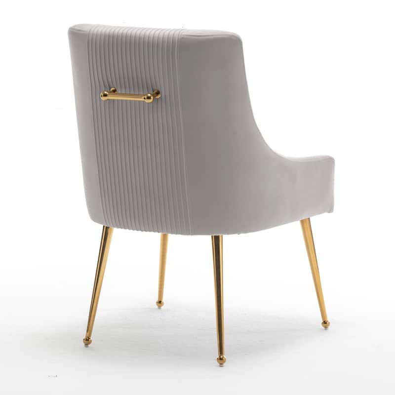 SEYNAR Modern Glam Boucle Pleated Velvet Dining Chair or Vanity Chair Set of 6 with Rear Handle