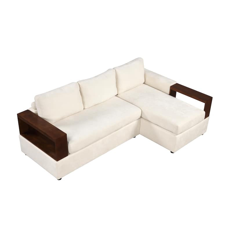 Christopher Knight Home - 87.4" L-Shaped Sectional Sofa with Reversible Armrests and Integrated Chaise Lounge