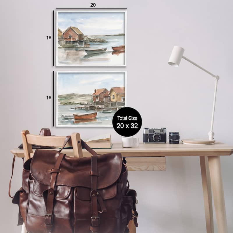Stupell Coastal Shack Landscape Framed Giclee Art Design By Ethan Harper (Set of 2)