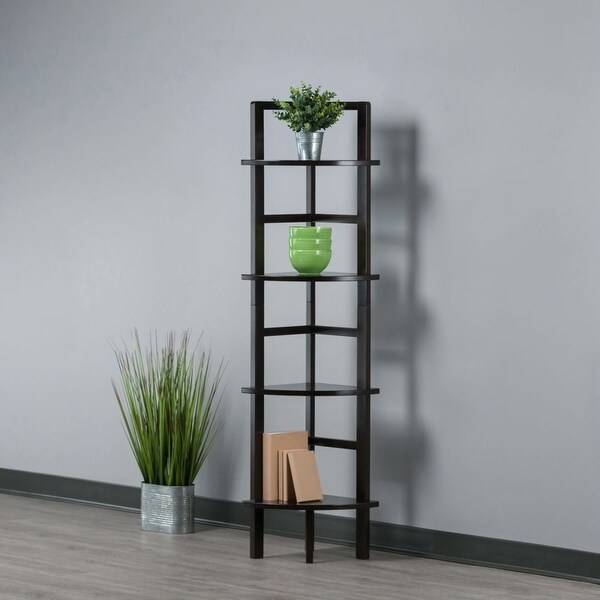 Modern Corner Bakers Rack Coffee Finish Brown