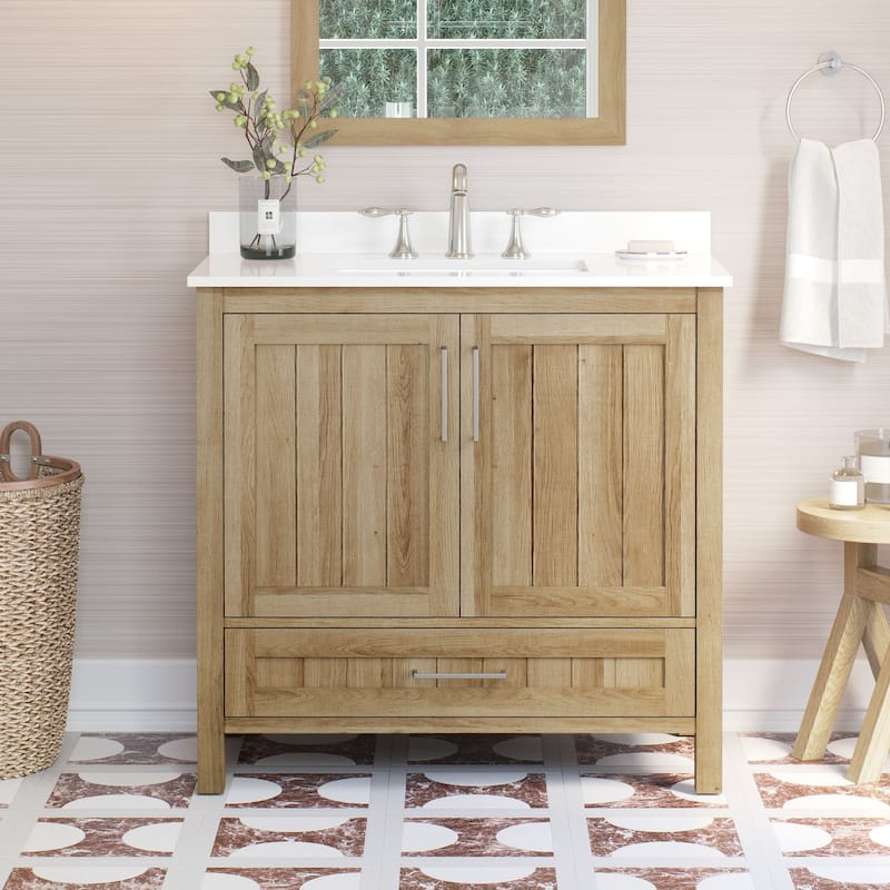 Ove Decors Kansas 36 in. Single Sink Bathroom Vanity in White Oak - White
