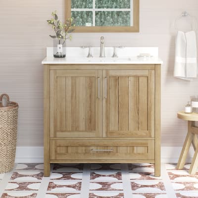Ove Decors Kansas 36 in. Single Sink Bathroom Vanity in White Oak