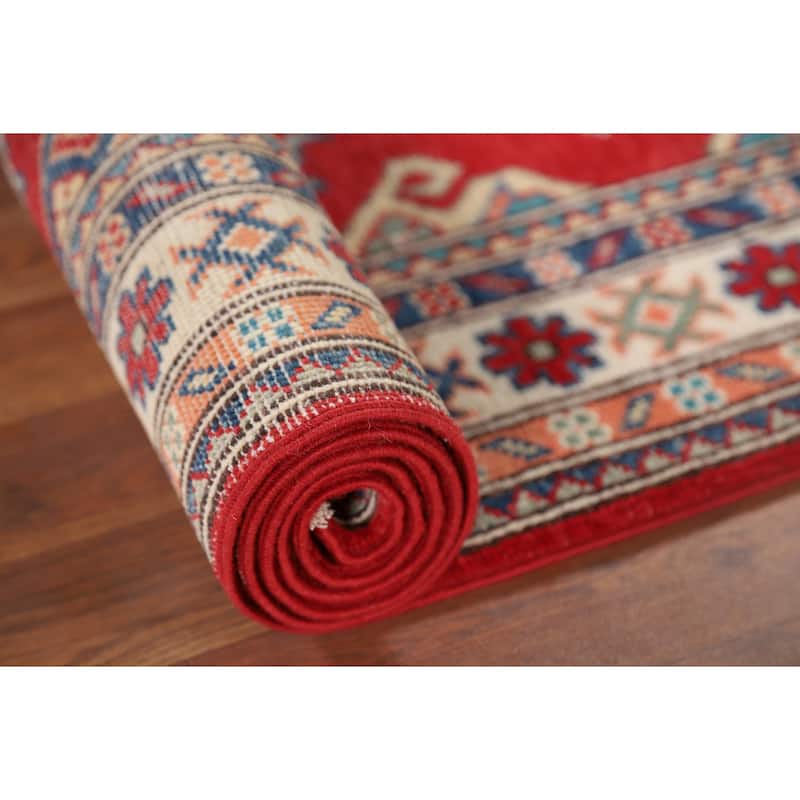 Red Kazak Oriental Runner Rug Handmade Wool Carpet - 2'10" x 9'10"