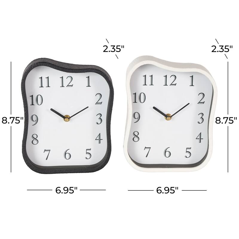 Metal Textured Clock with Gold Accents - Set of 2 Multi Colored - Roche River Decor