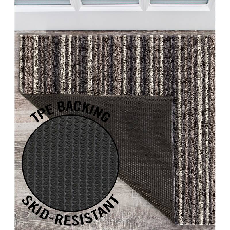Nautica PVC Loop Utility Indoor/Outdoor Striped Mat