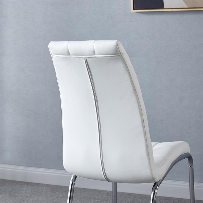 Modern Lattice Design Leatherette Dining Chair with Silver Metal Legs