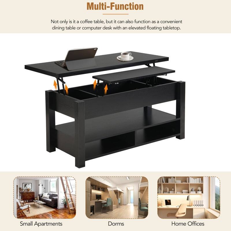 Living Room Wood Coffee Table with Lift Top,Modern Cocktail Table with Storage Shelves
