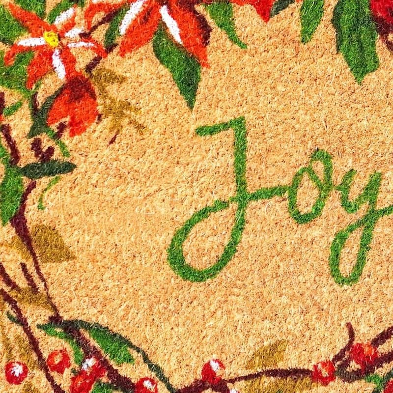 HomeRoots 17" X 29" Brown Red And Green Christmas Outdoor Coir Door Mat - 17.00' X '29.00