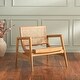 preview thumbnail 3 of 12, SAFAVIEH Ender Rattan Solid Wood Accent Chair (Fully Assembled) - 30"W x 29"D x 28"H
