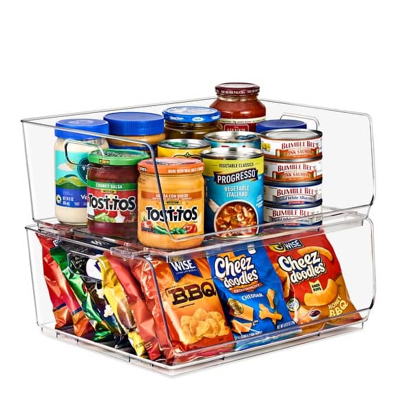 slide 2 of 24, Sorbus Stackable Storage Bins Acrylic Open Front Clear Stackable Storage Bins for Pantry Kitchen (Large)