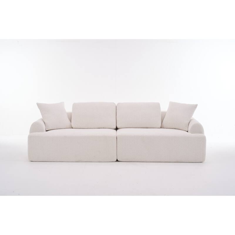 103.15" Fabric Classic 4-Seater Sofa with 4 Pillows