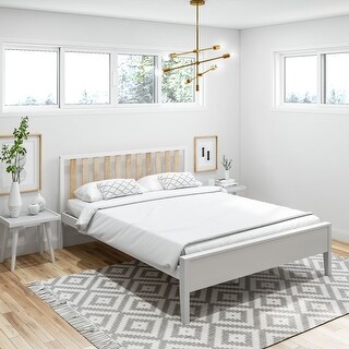 Plank and Beam Modern Queen-Size Bed with Slatted Headboard