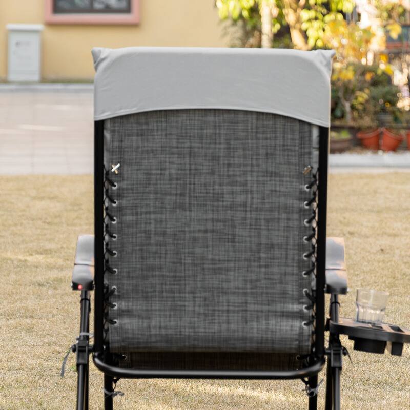 Outsunny Padded Zero Gravity Chairs, Folding Recliner Chair, Patio Lounger with Cup Holder, Adjustable Backrest