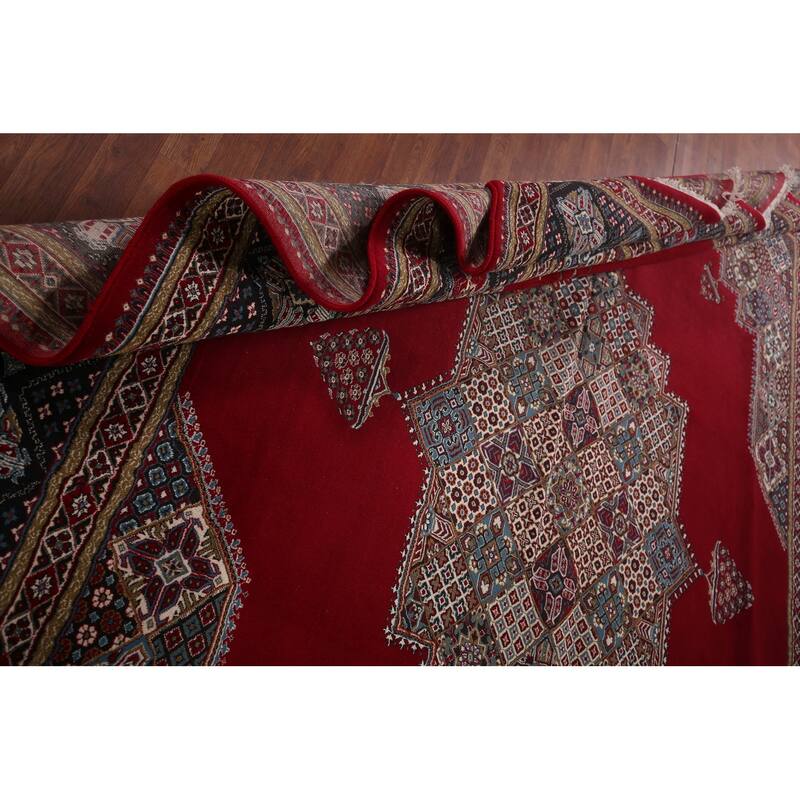 Geometric Red Kashan Turkish Rug Machine Made Carpet - 9'9" x 13'3"