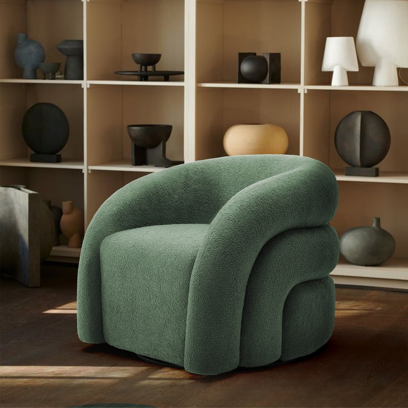 Upholstered Boucle Swivel Accent Chair