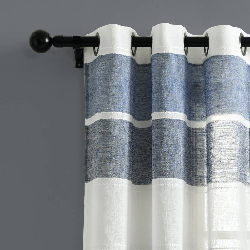 The Gray Barn Done Roamin Textured Stripe Sheer Window Curtain Panel Pair - 84" x 38" - 84" x 38"