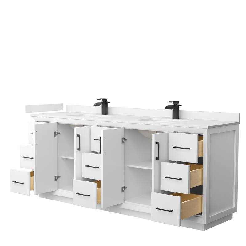 Strada 84-Inch Double Vanity Set, Cultured Marble Top