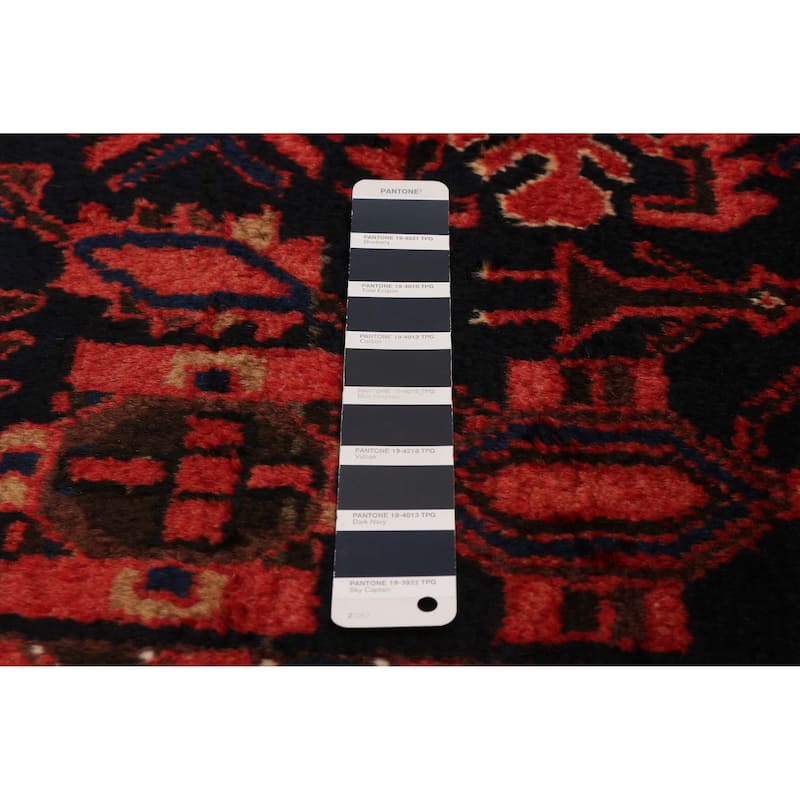 ECARPETGALLERY Hand-knotted Andelz Navy, Red Wool Rug - 3'8 x 9'11