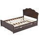 preview thumbnail 11 of 24, Full Platform Bed with Headboard & Twin Trundle - Pine Wood Frame, Cappuccino