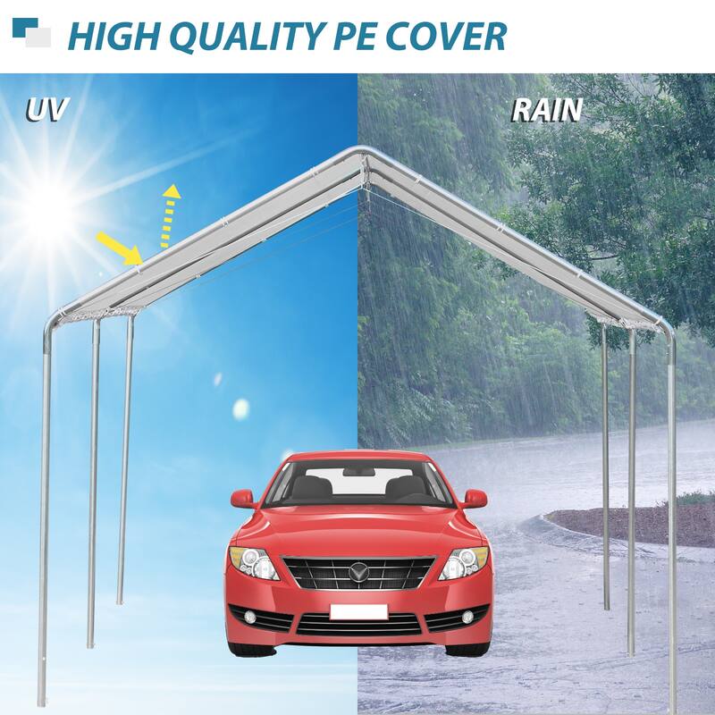 Outsunny 10' x 20' Heavy Duty Carport Awning Canopy with Included Anchor Kit & Weather-Resistant PE Roof