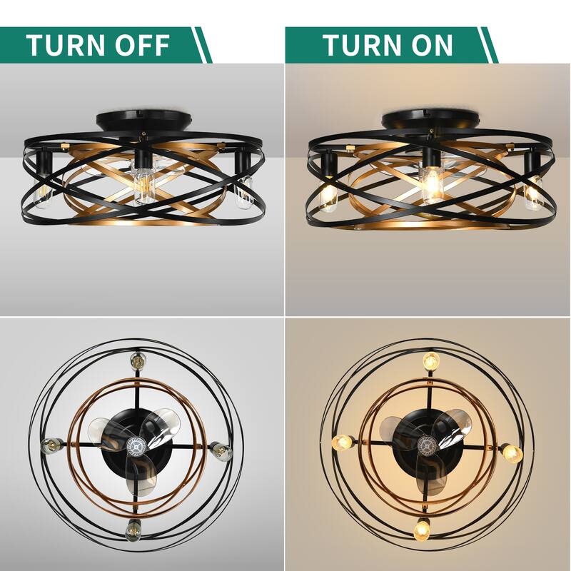 Moasis 22-inch 3-Blade Caged Ceiling Fan with Light Kit Included and Remote