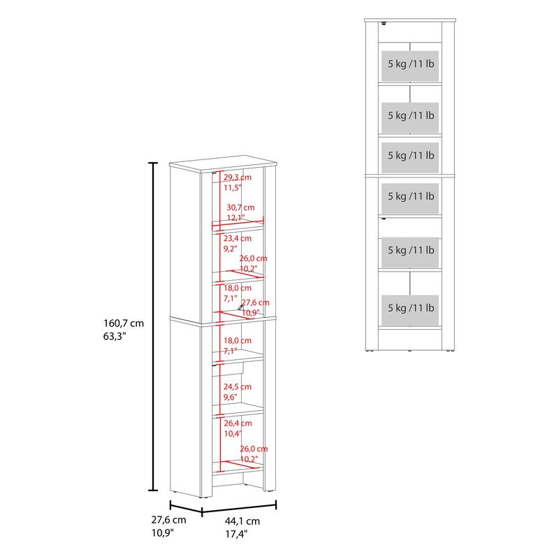 Bathroom Cabinet 63.3" H, 2 Doors, 6 Shelves, Black Wengue - Bathroom