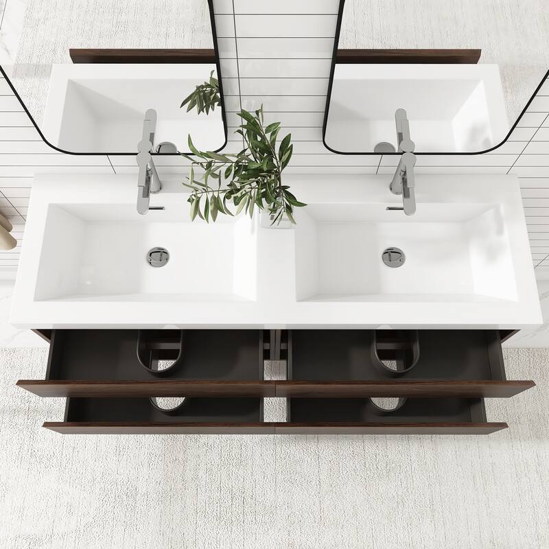 Floating Bathroom Vanity with two Resin Top