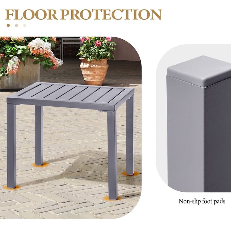 Outdoor Side Table Aluminum Rectangular End Table Small Patio Table