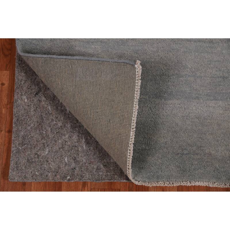 Hand Knotted Oriental 100% Wool Carpet Modern Solid Greys & Charcoal Gabbeh Runner Rug - 10' 1'' X 3' 1''