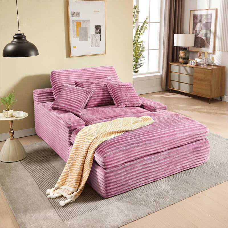 Modern Upholstered Chaise Lounge Sofa for Living Room Office, 75" Oversized Leisure Sofa 2 Seat Sleeper Couch with Pillows