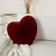 preview thumbnail 15 of 14, Mina Victory Faux Fur Plush Heart Shaped Pillow , ( 18"X18" ) 18" x 18" - Deep Red