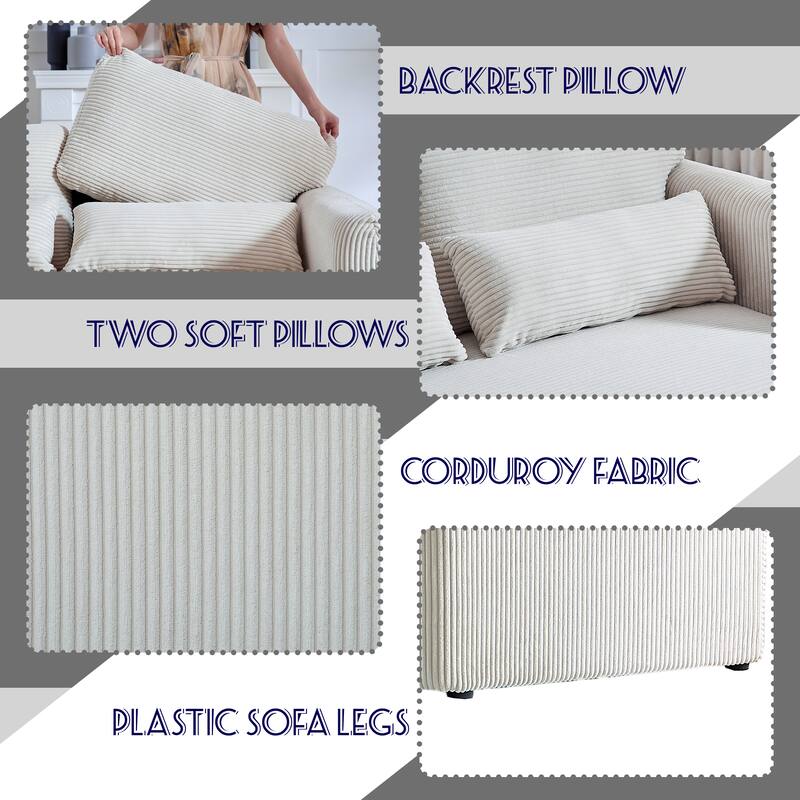 Corduroy Fabric Free Combination Sofa Set w/Support Pillow