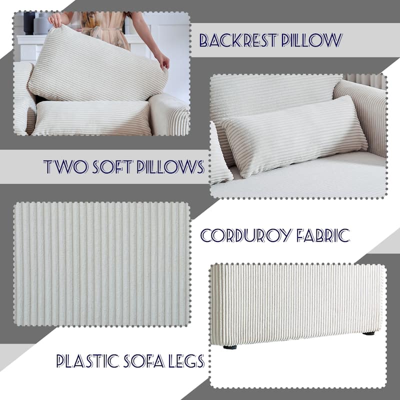 GDFStudio - Emiliano Sofa Set in Premium Corduroy with Elegant Design and Superior Comfort