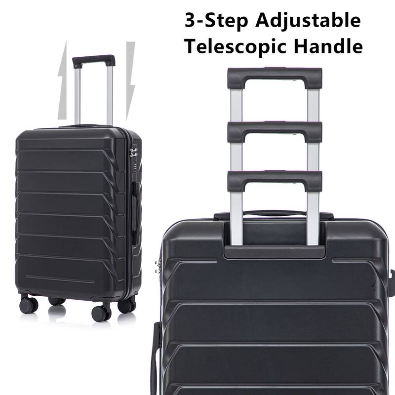 20"/24"/28" 3-Piece, Modern Luggage Sets with Retractable Handle and Combination Lock, for Boarding Travel, Black